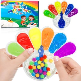 Peacock Color Sorting Toys Sensory Toys: Color Matching Sensory Calm Down Toy, Fine Motor Skill Games Learning for Toddlers, Preschool Learning & Educational Montessori Toy for Kids Boys Girls ADHD