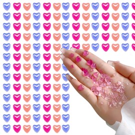 3D Heart Nail Art Charms- 300 Pcs UV Light Color Change Acrylic Heart Nail Rhinestones Clear Flatback Gems 4/6/8mm Nail Jewelry Decorations for Women Girls DIY Manicure Accessories (Red, Pink,Blue)