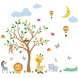 4 Calcomanías de Dibujos Animados de Reino Animal, Pegatinas de Vinil Decorativas para Pared, Fáciles de Arrancar, Adecuadas para Tapiz Decorativo