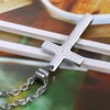 Flongo Lords Prayer Cross Pendant Necklace: Silver Stainless Steel Necklace