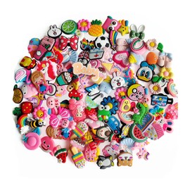 Lot of 30/50 Pcs Random Pink Shoe Charms for Croc, Different Cool Cute Shapes Packs Bracelet Wristband Accessories for Shoe Decorations Party Gift