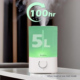 BlueHills Premium 5000 ML XL Essential Oil Diffuser Humidifier Large Room Huge Coverage Area 5 Liter Big Capacity High Mist Output 100 Hours Long Run Time Aroma Diffuser White G501