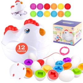 Shoonlo 12 Huevos de Juguete, Material Didáctico Preescolar, Juguetes Educativos 4-9 Años, Regalos Montessori para Niños, Juguetes Sensoriales para Reconocimiento de Colores y Formas