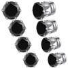 ZOPJUMA 4 Pairs of Men's Magnetic Earrings Stainless Steel for Men Round CZ Inlaid Non Pierced Clip Stud Earrings 5-8 mm