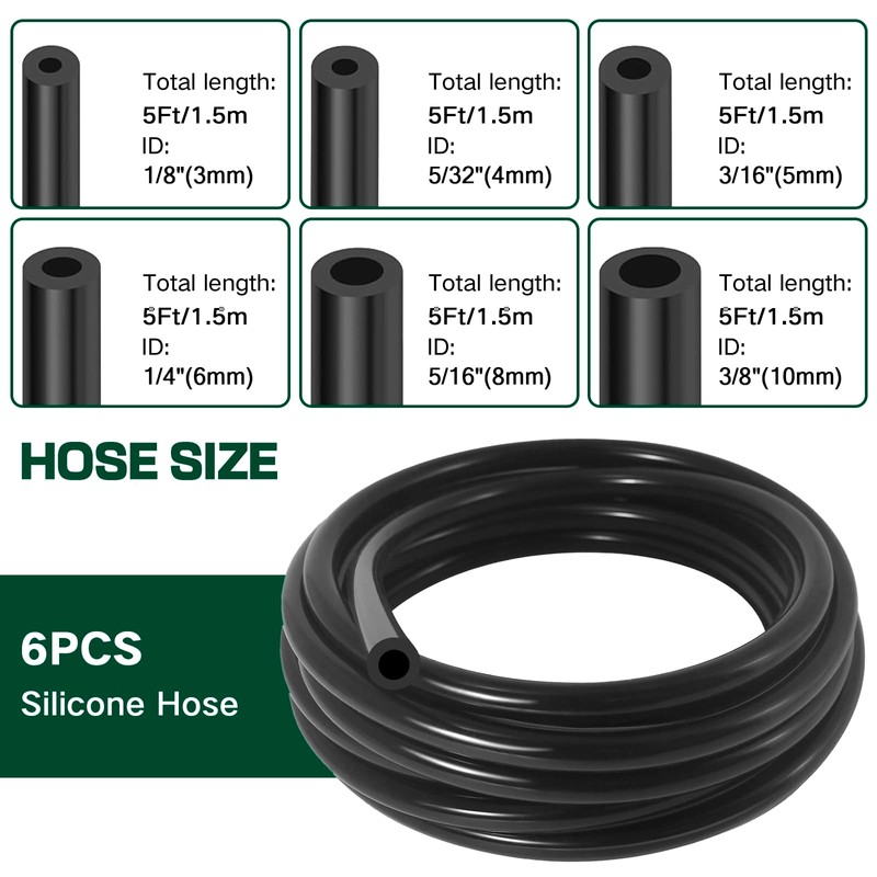 Silicone Vacuum Hose Kit, 5Ft 6PCS Vacuum Hose Automotive &
