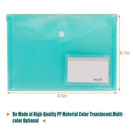 Acrux7 24 Pack Plastic Envelopes A5 Poly Folders with Snap Button and Label Pocket, Plastic Folder for Documents, Filing Folders for School Home Work Office, 6 Assorted Color