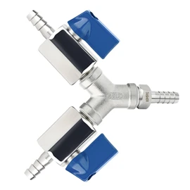 TAISHER 304 Stainless Steel 3 Way Shut Off Ball Valve，3/8" Hose Barb 2 Switch Y Shaped Valve for Fuel/AIR/Lquid/Gas