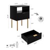 AEPOALUA Nightstand,Morden Bedside Table with Gold Frame,Small Black Night Stand,End