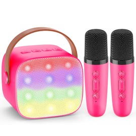 Dislocati Girls Birthday Presents,Karaoke Machine 2 Microphones Girls Toys Age 3-15 Year Old Gifts Kids Wireless Bluetooth Speaker Kids Karaoke Microphones