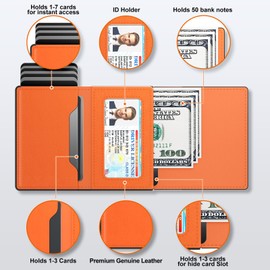 dwnkove AirTag Wallet, Card Holder Mens Wallets Slim, RFID Blocking, Pop up Card Case with Coins Pocket, Minimalist Leather Wallets for Men, 9-14 Card Capacity | ID Window | Cash Slot