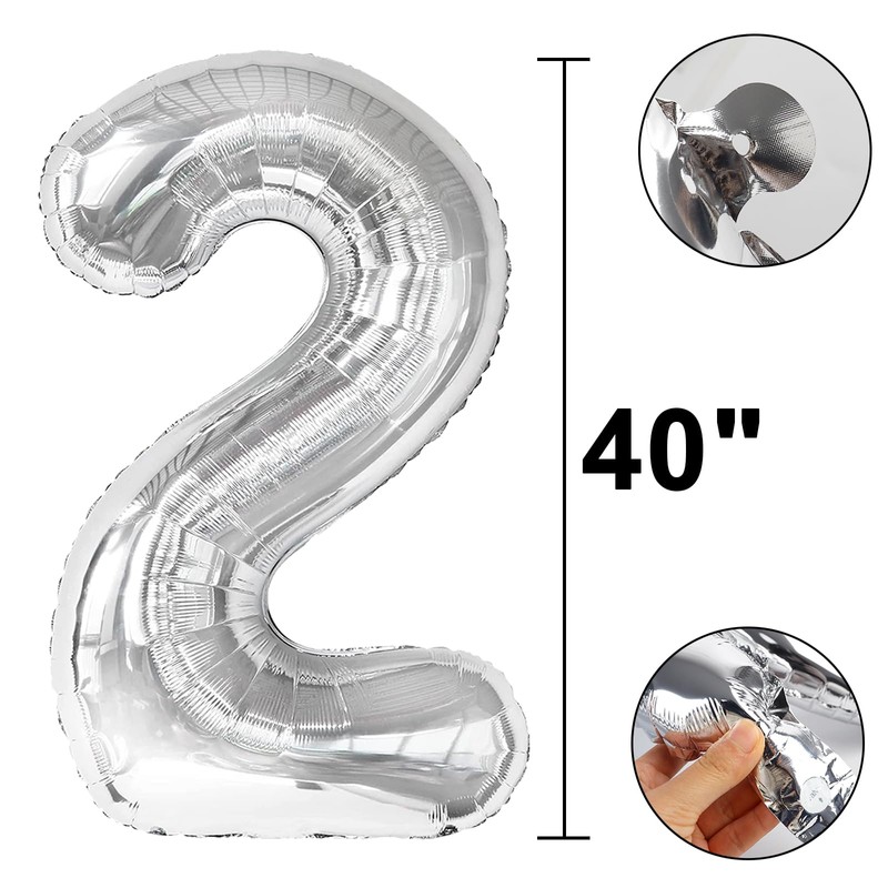 40 Inch Silver Number 28 Digital Balloon,Jumbo Mylar Foil Helium