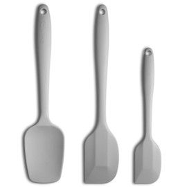 Silicone Spatula 3-piece Set, Ergonomic Handle High Heat-Resistant Spatulas, Non-stick Rubber Spatulas with Stainless Steel Core, Light Grey