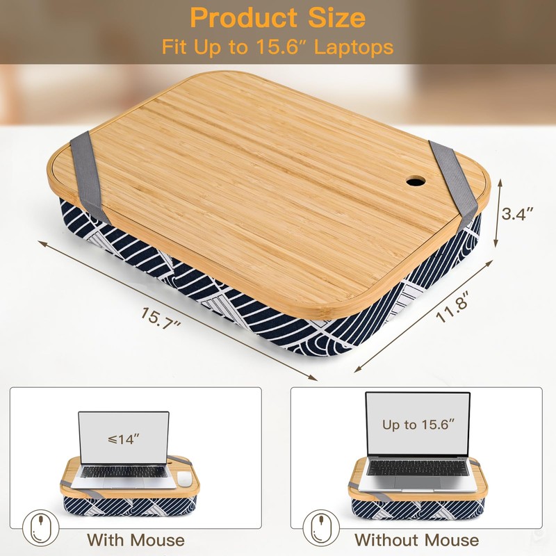 Mayjoy Bamboo Lap Desk with Storage, Cover Removable Lap Desk