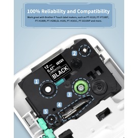 Doruimi Compatible with Brother P Touch TZe-335 TZe335 12mm 0.47 Inch TZe TZ Tape, Laminated White on Black Label Tape, Work with Brother Ptouch PT-H110 H100R P300BT D210VP H101C H200 GL-H105, 3-Pack