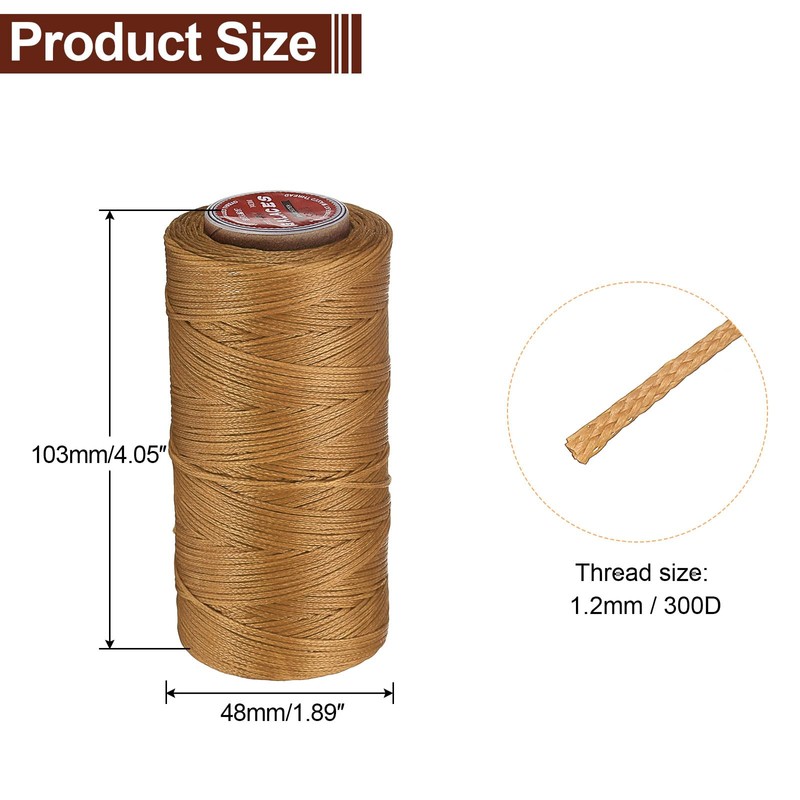 sourcing map Flat Leather Sewing Waxed Thread, 140m / 153