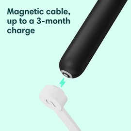 Quip Rechargeable Smart Sonic Toothbrush for Adults - Timed Electric Toothbrush with Bluetooth & Rewards App - Replaceable Brush Head, Soft Bristles, Metal Handle - Travel Toothbrush - All-Black