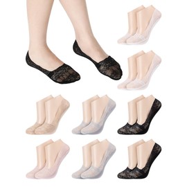 Geyoga 8 Pairs Women Lace Fishnet Ankle Socks Transparent Floral Mesh Socks Thin Summer Sheer Socks for Women and Girls(Classic Color,Lace)