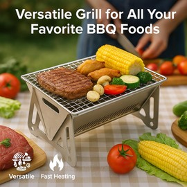 Portable Camping Charcoal Bbq Grill: Table Top Small Folding Barbecue Grill For Outdoor Travel Picnics