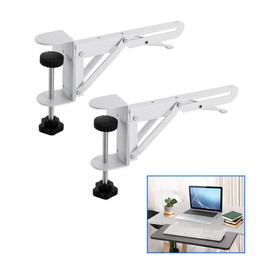 Niciksty Desk Extender Clamp for DIY Custom Wooden Desk Extender Board (Board not Included), Punch-Free Computer keyboard Tray Clamp for Home or Office(white)