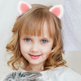 1 Pair Cat Ear Hair Clips for Women Girls Cat Ears Barrette for Thin Thick Hair Accessories for Party Prom Costume Decorations for Women Girls Pink Cats Ear Duckbill Clip