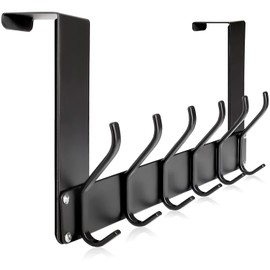 KEOAMG Over The Door Hooks, No Assembly Required Door Hanger Hook, Sturdy Over The Door Coat Rack, Over Door Hanger Door Hooks for Hanging Clothes, Towels, Hats, Matte Black