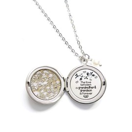 Grandma Gifts from Grandson - The Love Between a Grandmother and Grandson is Forever Hidden Message Long Locket Necklace