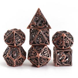 Hollow Metal DND Dice Set Game D and D Dice Large Polyhedral Dice for Dungeons and Dragons Warhammer Pathfinder Cthulhu MTG D&D Dice Set D20 D12 D10 D8 D6 D4
