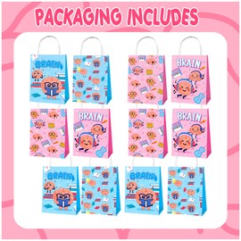 YXCMDCG 12 Pcs Brain Party Bags Brain Portable Gift Bag Goodie Bag Candy Bags for Brain Party Decorations Brain Birthday Party Supplies