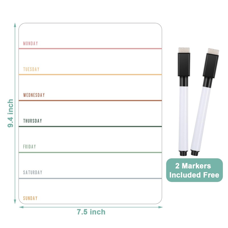 2 Pieces Magnetic Weekly Dry Erase Boards Erasable Weekly Calendars