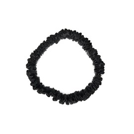 Waterlily Scrunchie 100% Mulberry Silk 22momme Skinny Thin Small Hair Ties Scrunchies for Women Soft Natural Care (black noir)