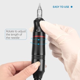Máquina rotativa de tatuaje, ATOMUS estilo pluma de tatuaje, cartucho de máquina de sombra con cable DC 9000r/m motor de aleación de zinc kit de máquina de tatuaje para arte corporal tatuaje, Negro