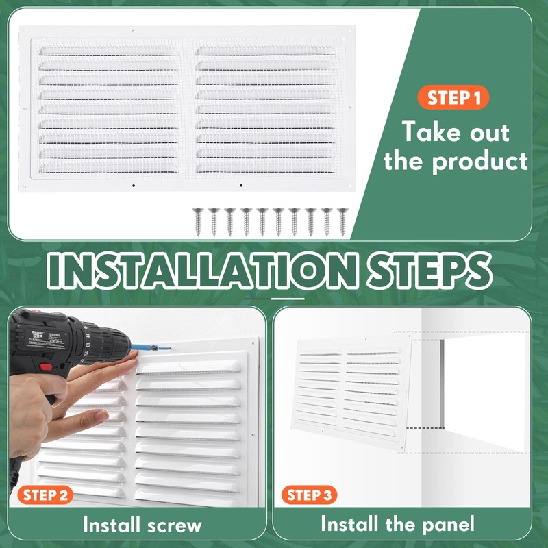 2 Pcs 14 x 6 Inch Aluminum Gable Vents Attic