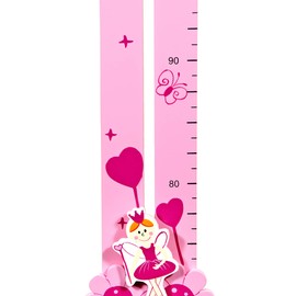 Children's Wooden Height Chart Pink Princesses for Girls Nursery