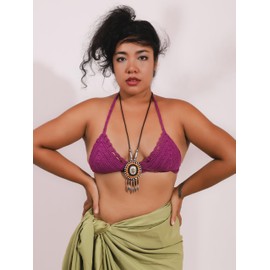 MINACHI Seashell, Ceramic and Rice Beads Necklace with Retro Exotic Style Pendant, Black Tone, Personality Necklace for Women