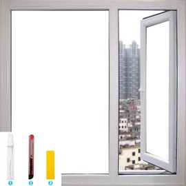 DSEmpyrion Frosted Glass Window Film, UV Protection Window Clings Door Decorative Frosting Cover Heat Control Window Tint for Bathroom Home Office (White, 15.7" x 118.1")