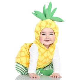 Frecoccialo Fancy Baby Dress Clothes Set Christmas Outfit Pineapple Shaped Stage Performance Zip-up Hooded Romper + Striped Stockings Newborn Toddler Baby Gift (Yellow, 6-12 Months)