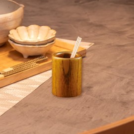 arufakkusu Toothpick Holder Wood Grain Diameter 3.5 × 4.5 cm 切立 Toothpick Holder, Eyes Ground Glass 903253 