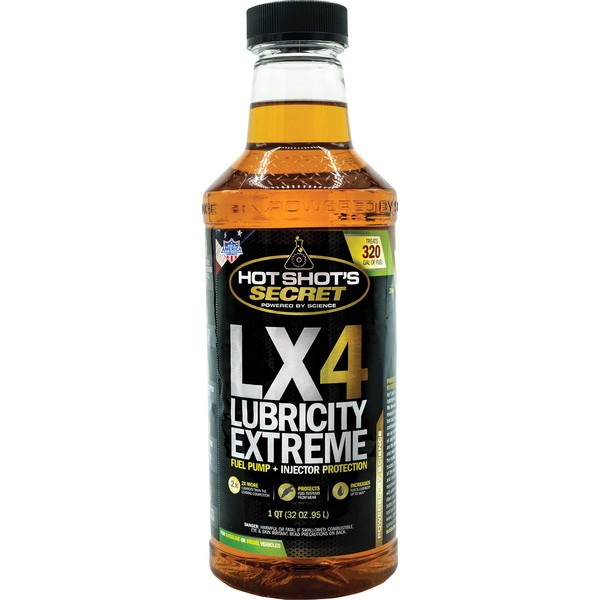 Hot Shot's Secret LX4 Lubricity Extreme 32 Ounce Bottle, Clear, Yellow Liquid, (LX432Z)