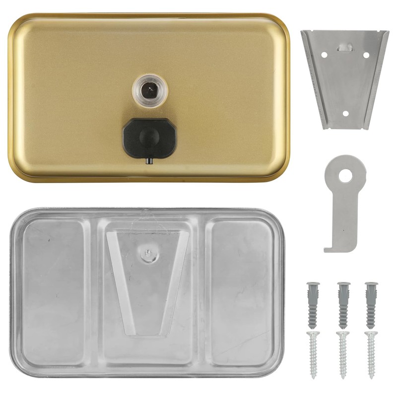 Stardrix Brushed Gold Stainless Steel Horizontal 1100ml/37oz Capacity Commercial-Grade Soap