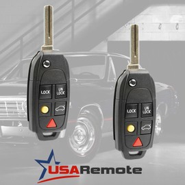 Flip Key Fob Keyless Entry Remote fits Volvo C30 C70 S40 S60 S80 V50 V70 XC60 XC70 XC90 (LQNP2T-APU), Set of 2