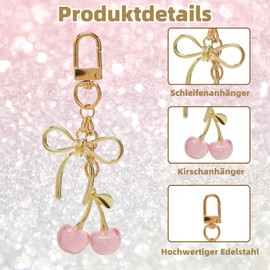 Yoljun Cherry Key Ring, Cherry Bag Charm, Cherry Bag Charm for Women Purses, Bags, Handbags, Wallets, Backpacks Bag Charms, Car Accessories, Car Accessories