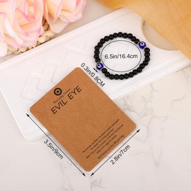 BOXOB Evil Eye Bracelet, Beaded Good Luck Charm Protection Gift Stack Jewelry for Men & Women Elastic String Spiritual Bracelet for Birthday or Anniversary ﻿