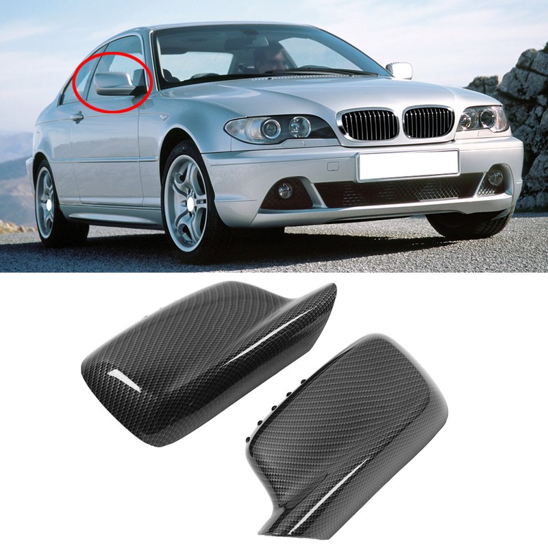2pcs Rearview Wing Mirror Cover Housing for 3 Series E46