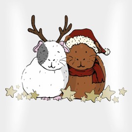 Cushion 40 x 40 cm Decorative Cushion - Christmas Cushion Christmas Gifts - Christmas Guinea Pig - 40 x 40 cm - White - with Christmas Motif Christmas Guinea Pig Christmas Guinea Pig