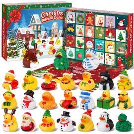 2024 Advent Calendar Christmas Rubber Ducks, Christmas Ducks 24 Days Surprises Countdown Gift for Toddlers Boys Girls, Christmas Party Favor Gifts, Christmas Countdown Calendar Rubber Ducky Bath Toys