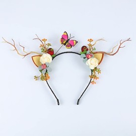 Christmas Elk Antlers Headband Antlers Ear Hair Hoop Hair Band Xmas Party Headpies Headdress for Women and Girls