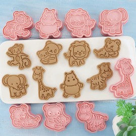 Milltrip Cookie Cutter, 8pcs Cute 3d Animal Embossing Cutters, Food Grade Plastic Biscuit Baking Model Cutter for Cookies Fondant Biscuits Cookie Cutters for Kids