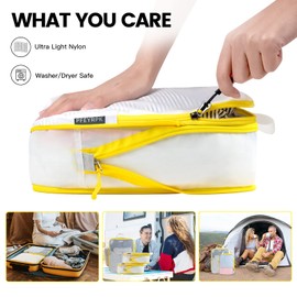 PFEYRPK Premium Compression Packing Cubes with See Through Mesh for Suitcases, Expandable Travel Packing Organizers with Shoe bag, Backpack,Cable Bag 7 Set.