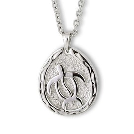 Aloha lokahi Hawaiian Jewelry Necklace, Surgical Stainless Steel, Honu, Stainless Steel Silver Cable Chain (Stainless Steel Width 2mm), Stainless Steel, No Gemstone