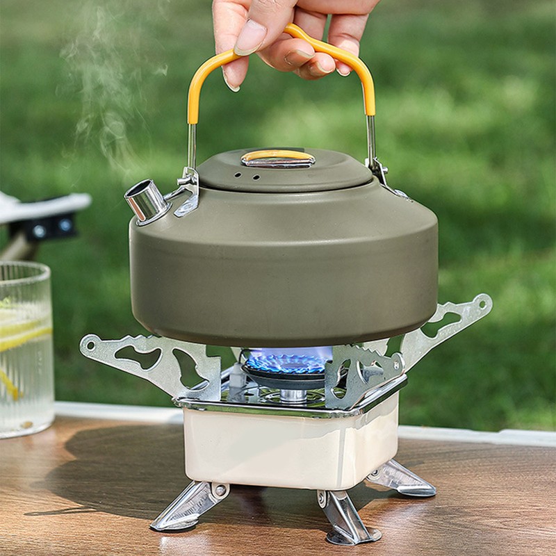 1L Outdoors Kettle Heat Resisting Stainless Steel Teapot Portable Camping